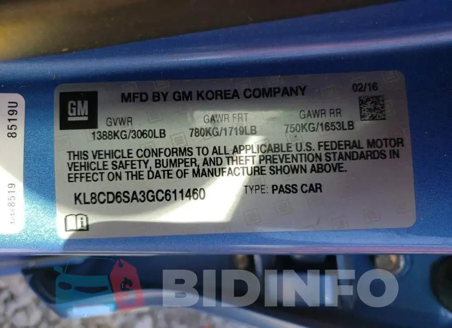 KL8CD6SA3GC611460 Photo# 10
