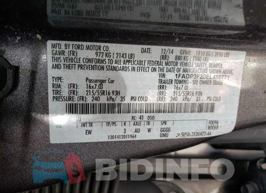 1FADP3F20EL458771 Photo# 12