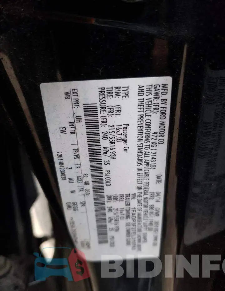 1FADP3F27EL310763 Photo# 10