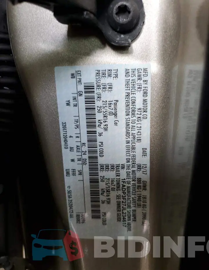 1FADP3F27JL234617 Photo# 12