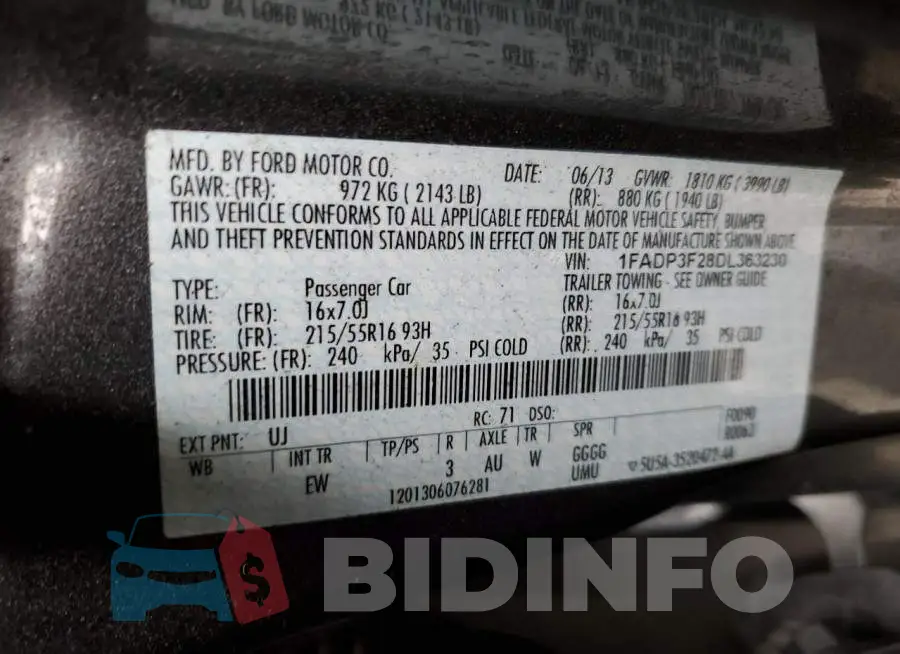 1FADP3F28DL363230 Photo# 12