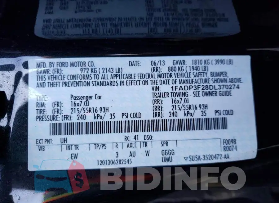 1FADP3F28DL370274 Photo# 12