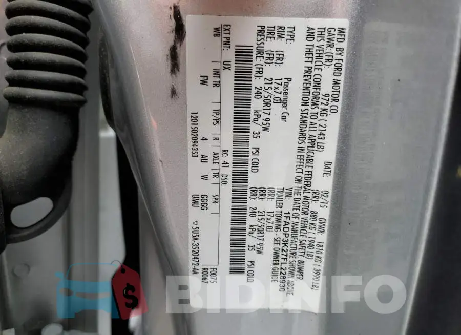 1FADP3K27FL228930 Photo# 10