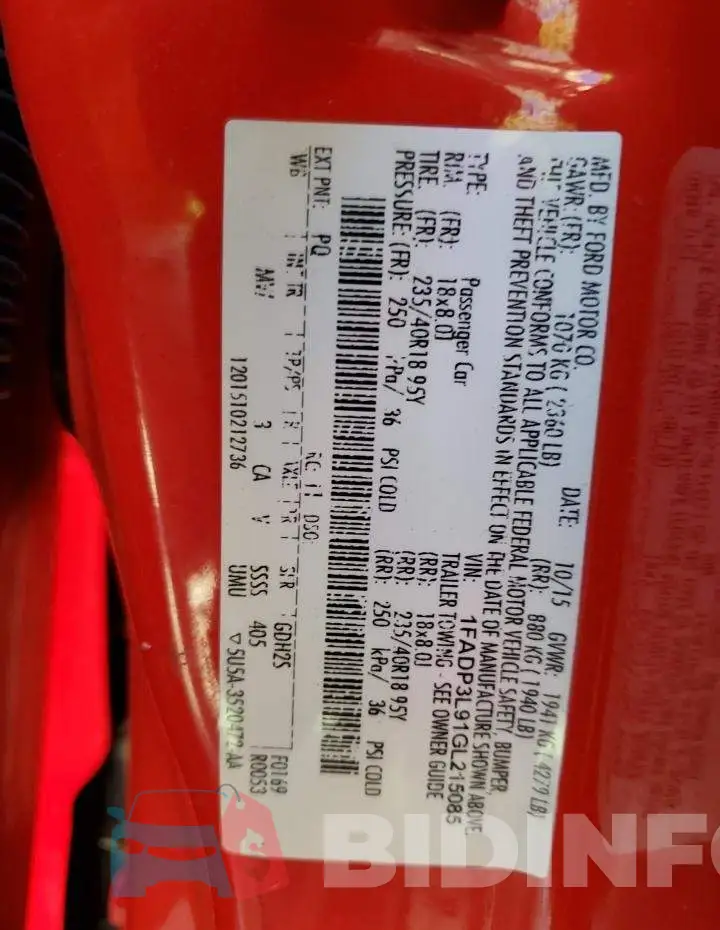 1FADP3L91GL215085 Photo# 10