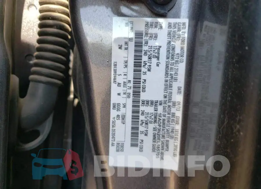 1FADP3N20EL185705 Photo# 10