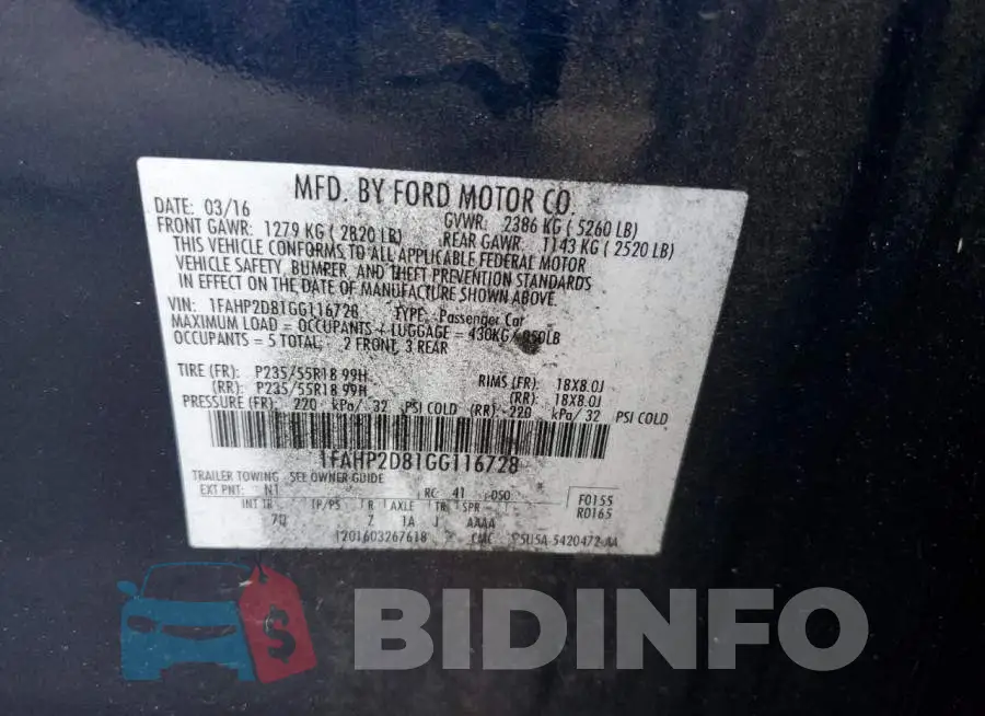 1FAHP2D81GG116728 Photo# 12
