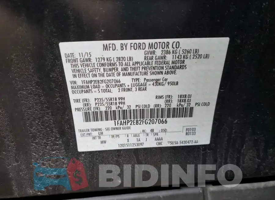 1FAHP2E82FG207066 Photo# 12