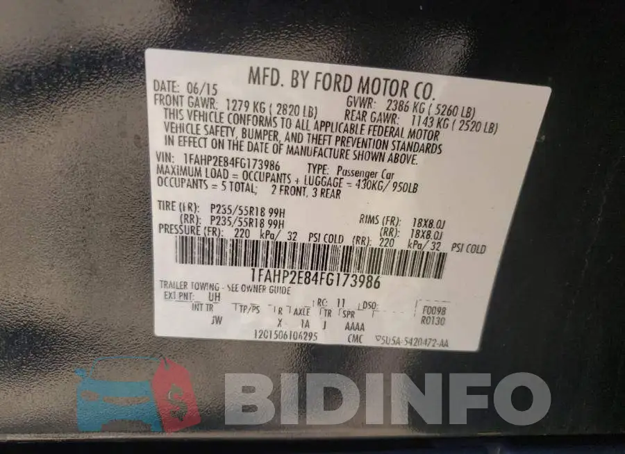1FAHP2E84FG173986 Photo# 10