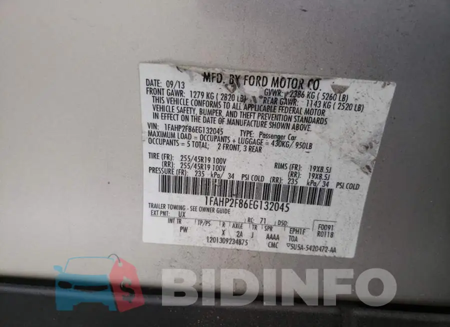 1FAHP2F86EG132045 Photo# 10