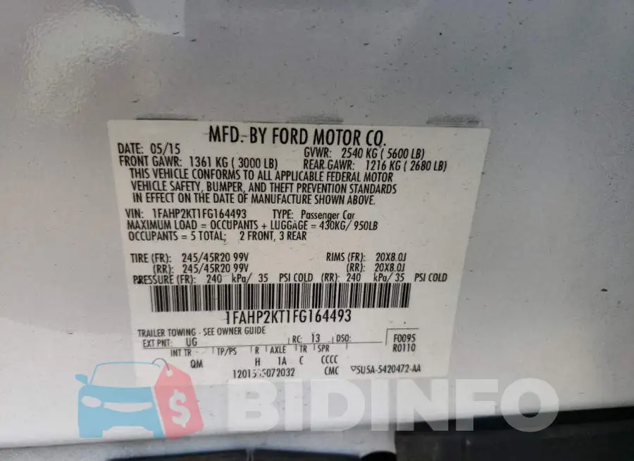 1FAHP2KT1FG164493 Photo# 10