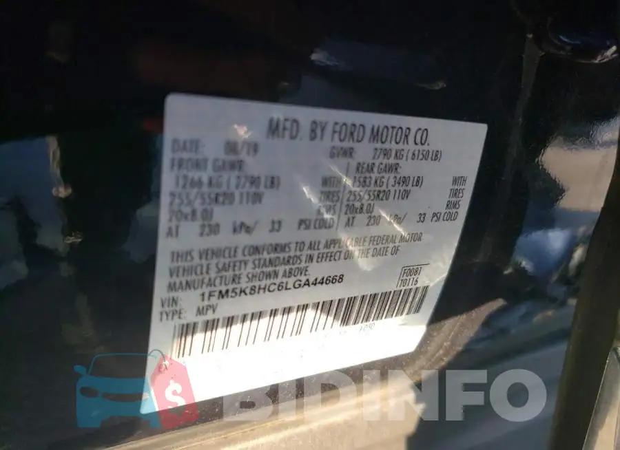 1FM5K8HC6LGA44668 Photo# 10