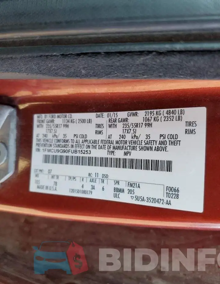 1FMCU9G90FUB15253 Photo# 10