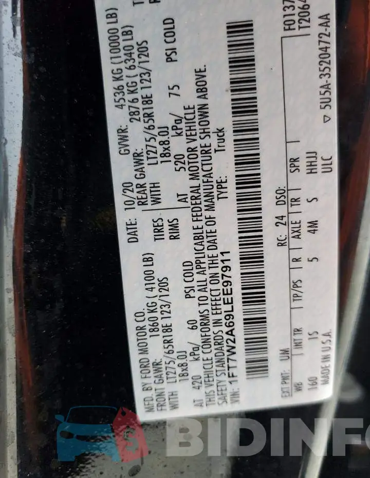 1FT7W2A69LEE97911 Photo# 10