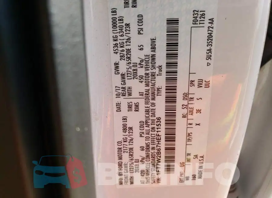 1FT7W2B67HEF11536 Photo# 10