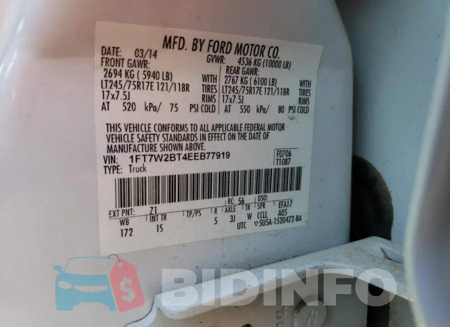 1FT7W2BT4EEB77919 Photo# 12