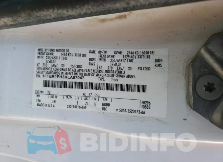 1FTER1FH3KLA97047 Photo# 10