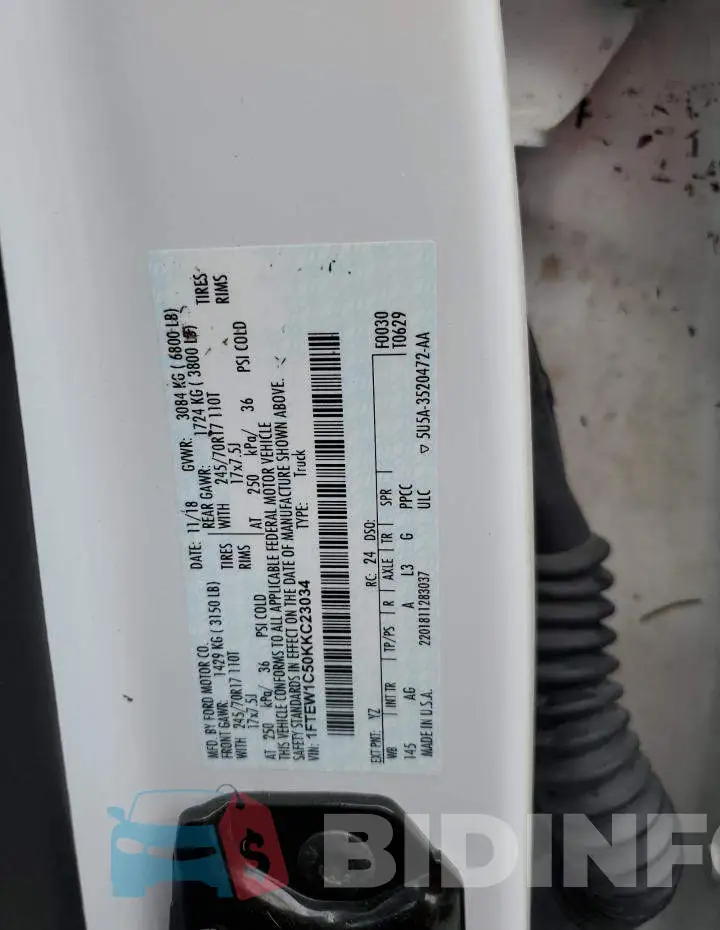 1FTEW1C50KKC23034 Photo# 10