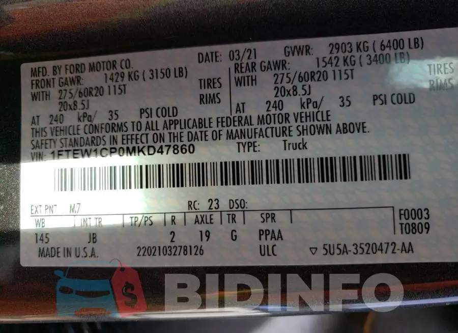 1FTEW1CP0MKD47860 Photo# 12