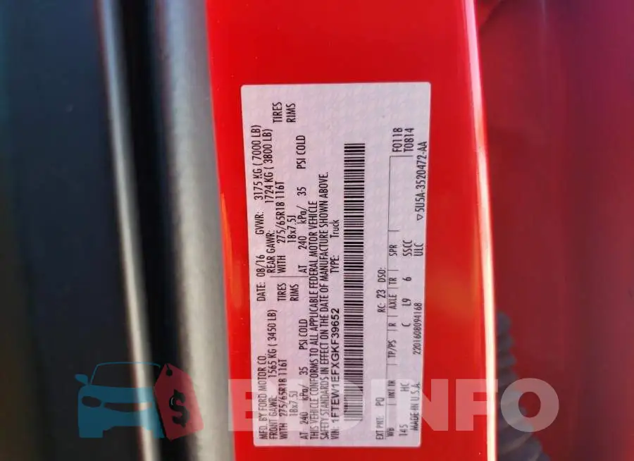1FTEW1EFXGKF39652 Photo# 10