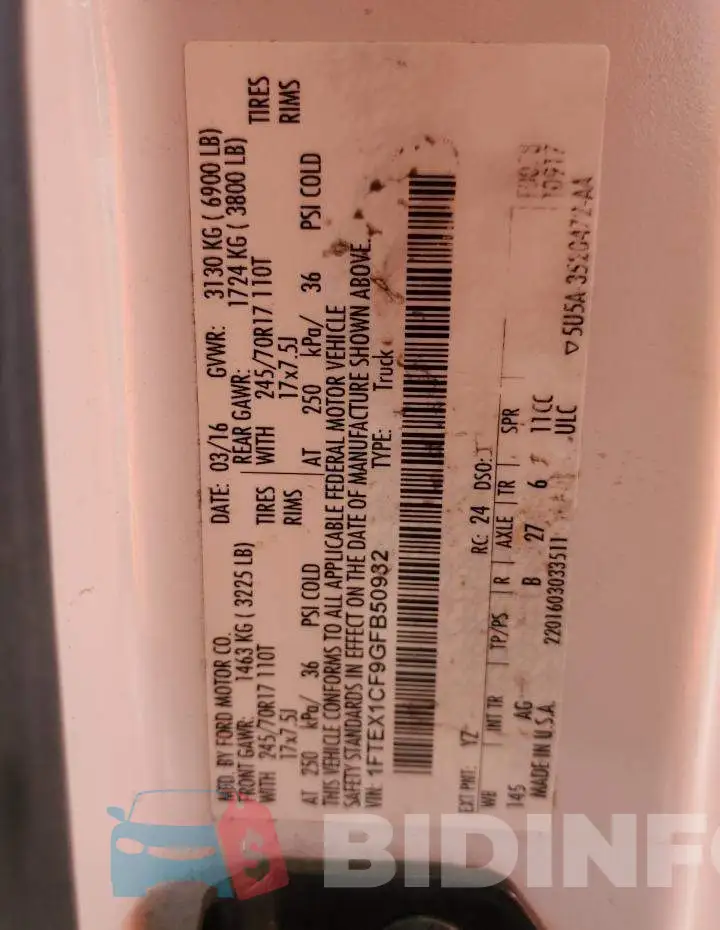 1FTEX1CF9GFB50932 Photo# 10