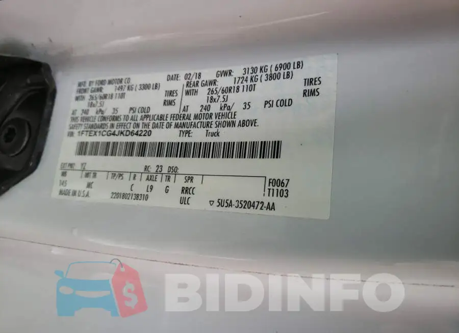 1FTEX1CG4JKD64220 Photo# 13