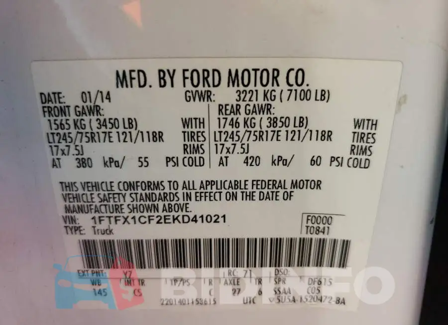 1FTFX1CF2EKD41021 Photo# 10