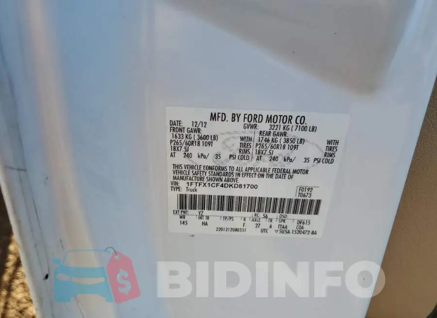1FTFX1CF4DKD81700 Photo# 10