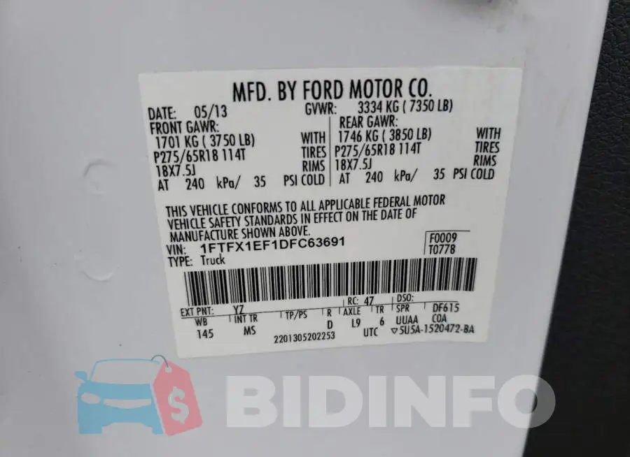 1FTFX1EF1DFC63691 Photo# 10