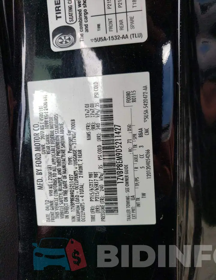 1ZVBP8EM9D5211427 Photo# 10
