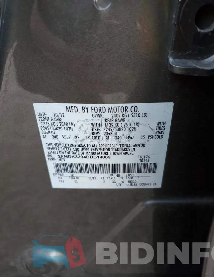 2FMDK3J94DBB14089 Photo# 13