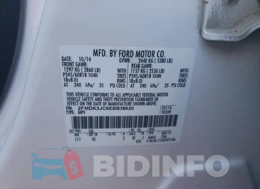 2FMDK3JC6EBB38620 Photo# 10