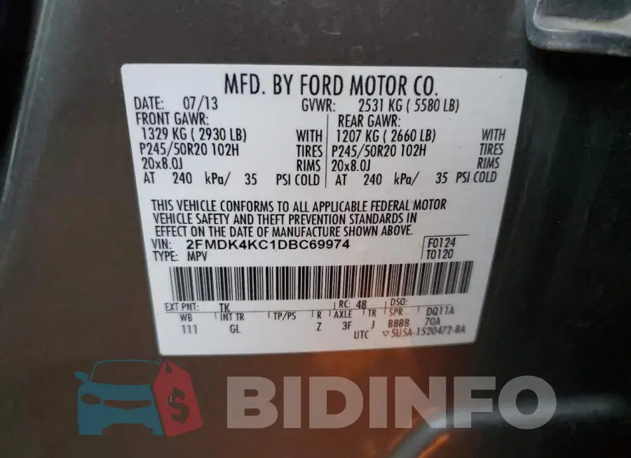 2FMDK4KC1DBC69974 Photo# 14