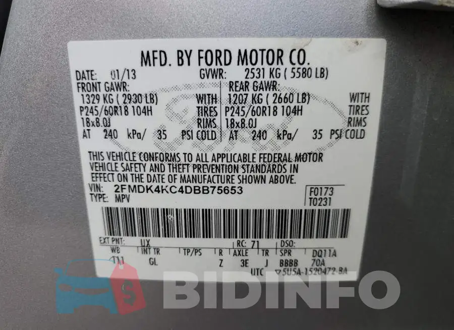 2FMDK4KC4DBB75653 Photo# 13