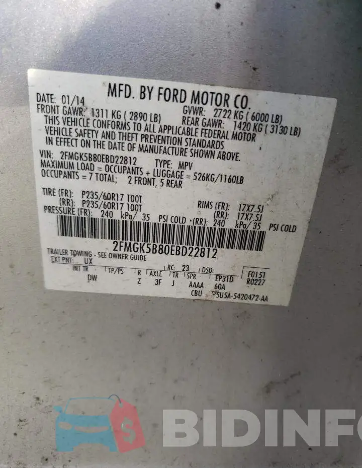 2FMGK5B80EBD22812 Photo# 10