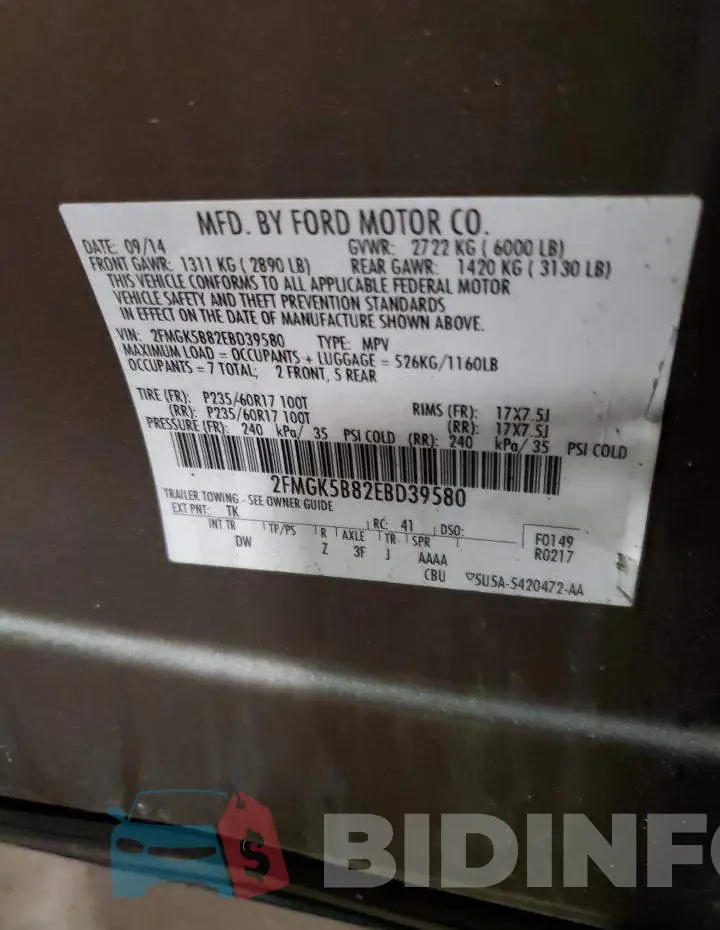 2FMGK5B82EBD39580 Photo# 13