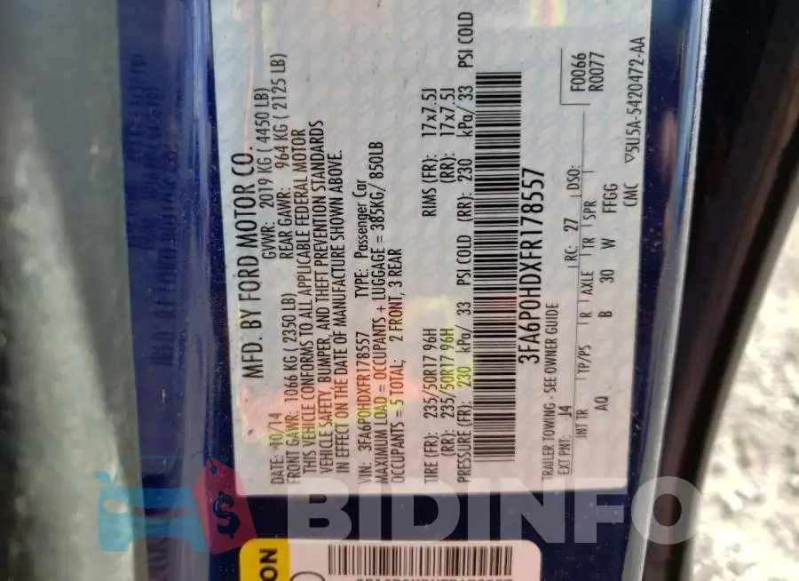3FA6P0HDXFR178557 Photo# 14