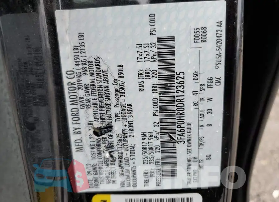 3FA6P0HR0DR123625 Photo# 12