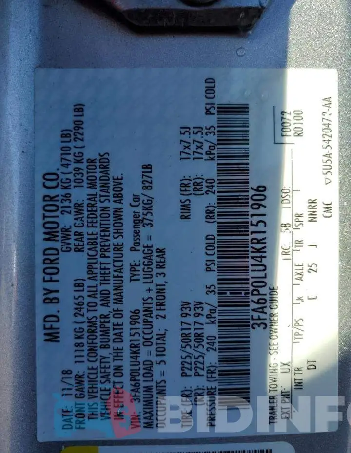 3FA6P0LU4KR151906 Photo# 12