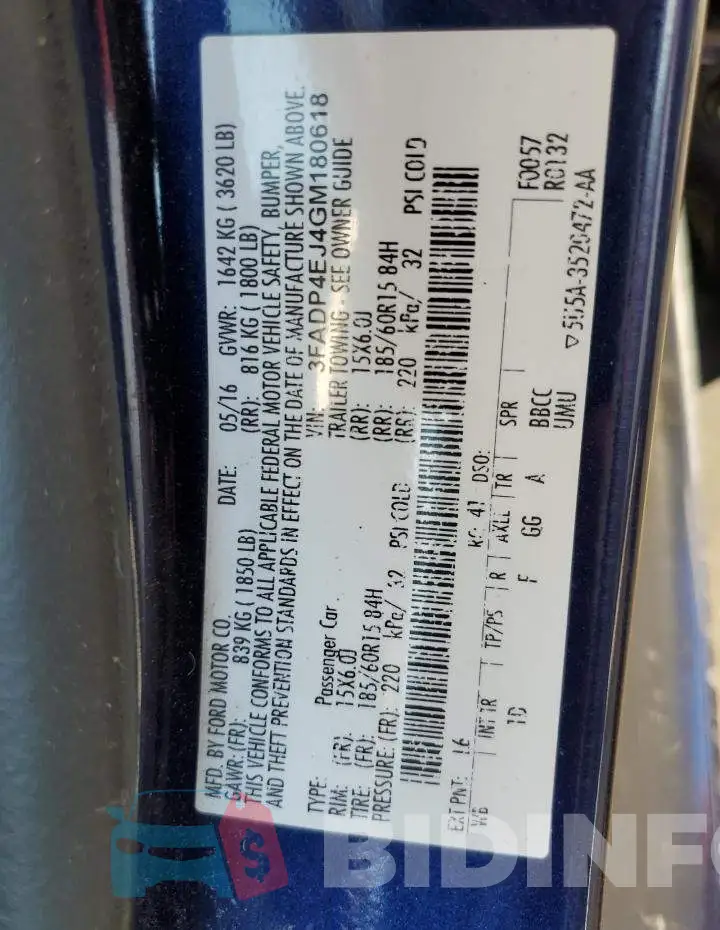 3FADP4EJ4GM180618 Photo# 10