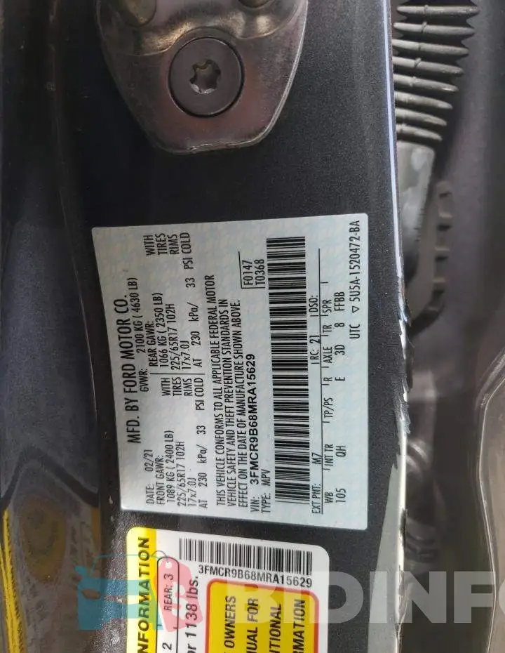 3FMCR9B68MRA15629 Photo# 10