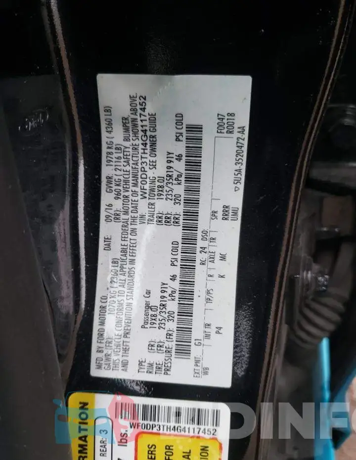 WF0DP3TH4G4117452 Photo# 10