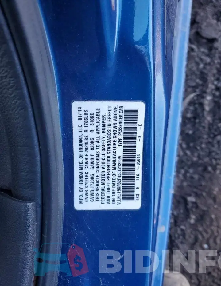 19XFB2F85EE212999 Photo# 12