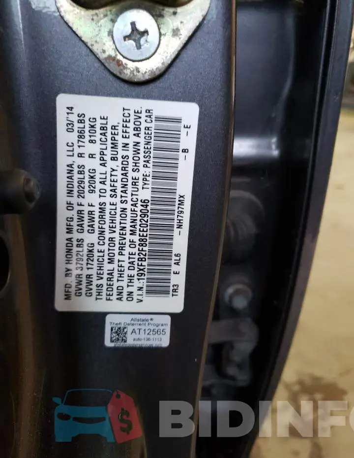 19XFB2F88EE029046 Photo# 12
