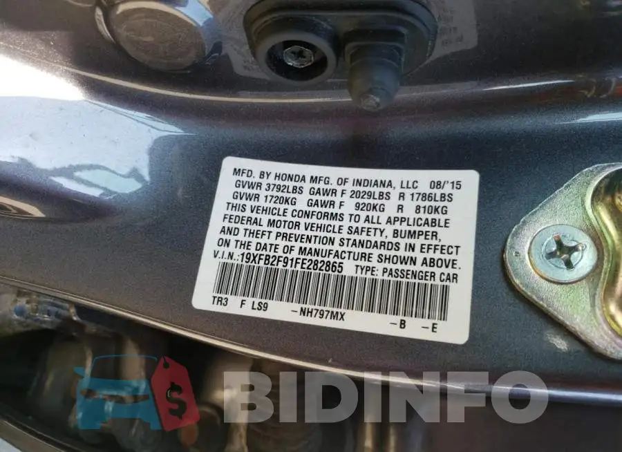 19XFB2F91FE282865 Photo# 10