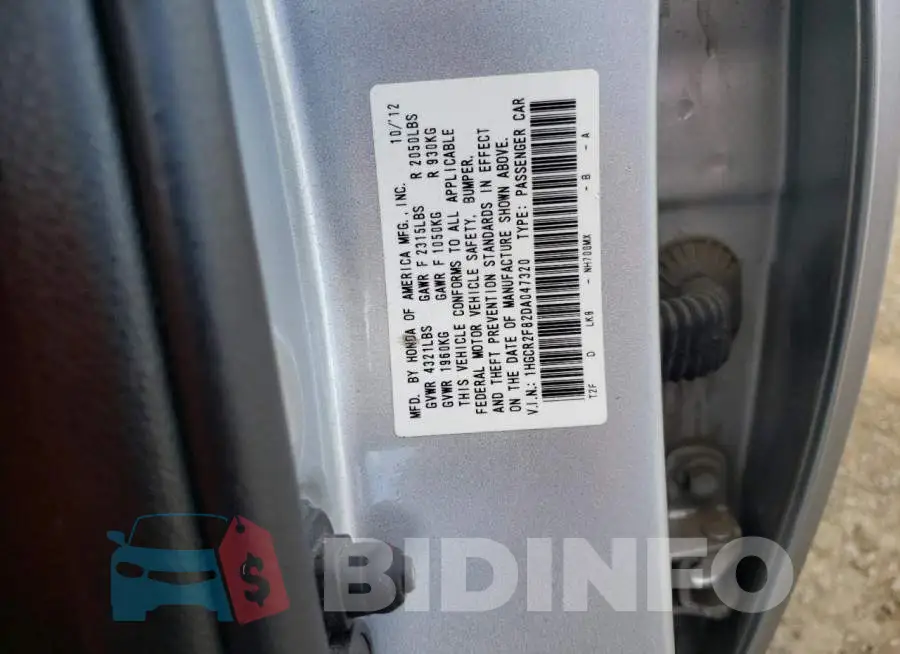 1HGCR2F82DA047320 Photo# 12