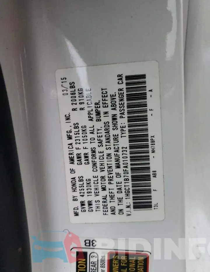 1HGCT1B70FA010732 Photo# 10