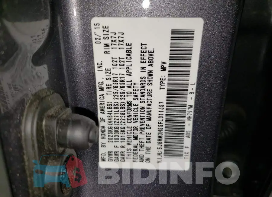 5J6RM3H55FL011557 Photo# 10