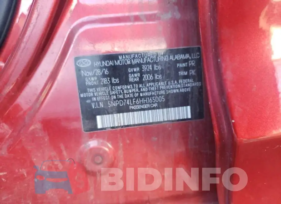 5NPD74LF6HH165005 Photo# 12