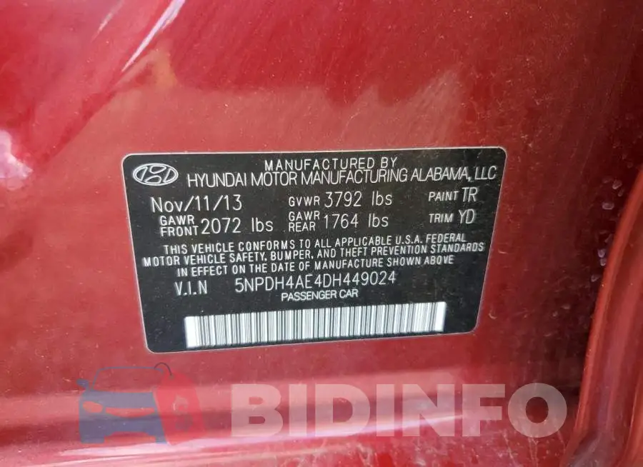 5NPDH4AE4DH449024 Photo# 10