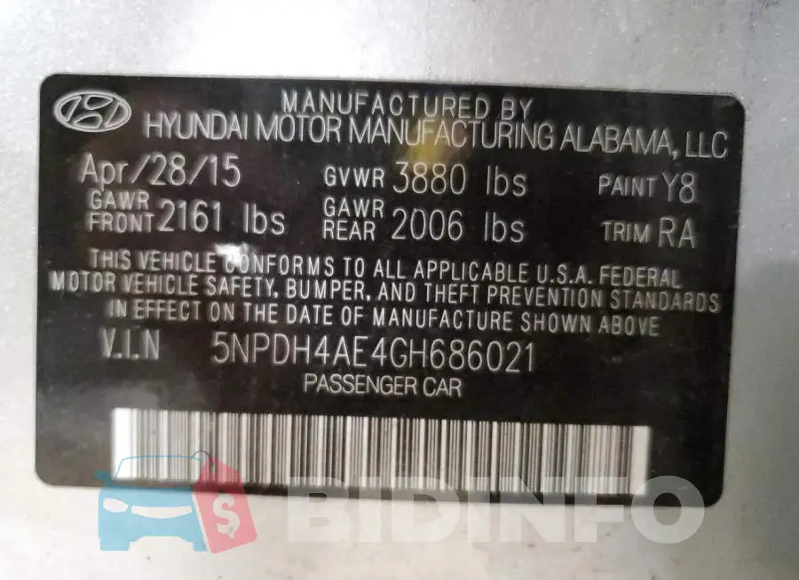 5NPDH4AE4GH686021 Photo# 10